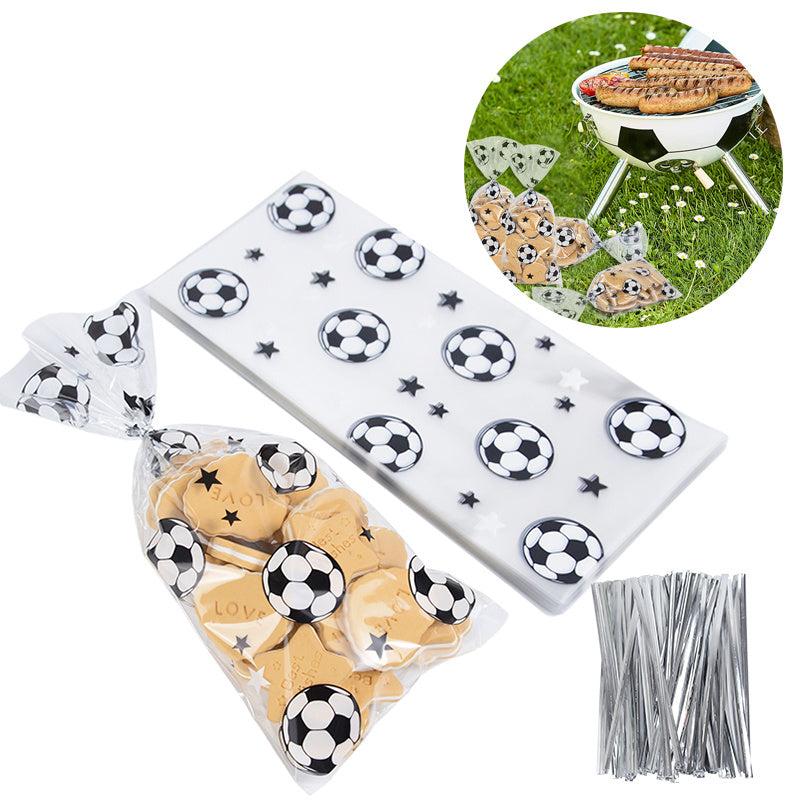 30pcs Soccer Party Candy Bags Football Sport Theme Birthday Clear Plastic