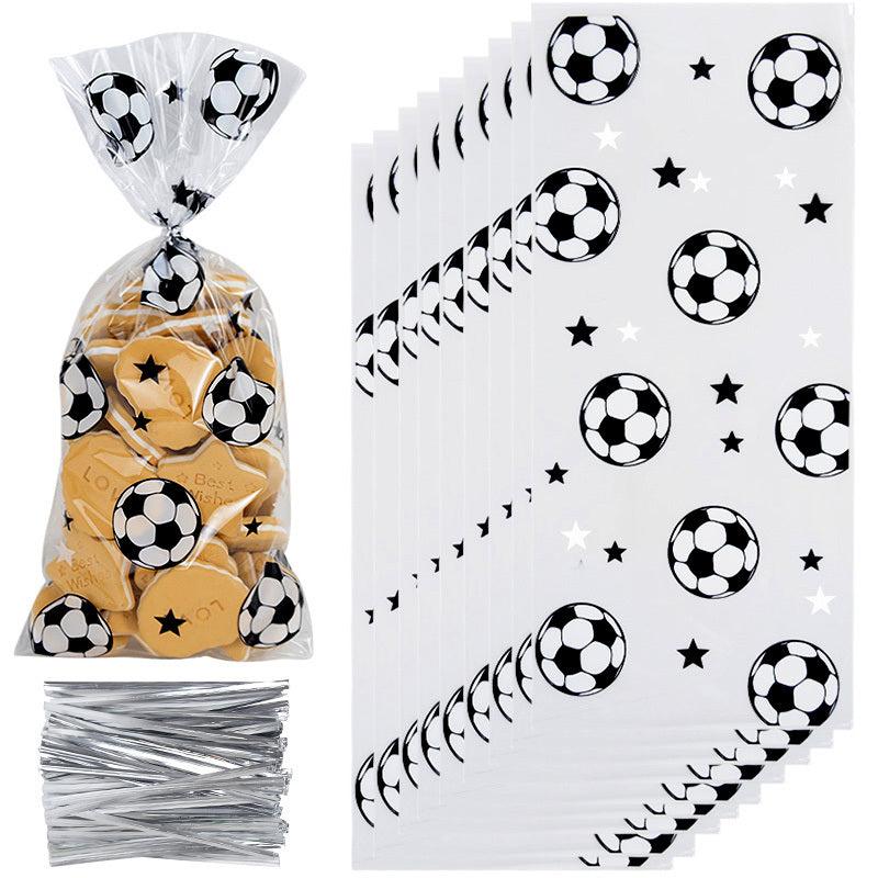30pcs Soccer Party Candy Bags Football Sport Theme Birthday Clear Plastic