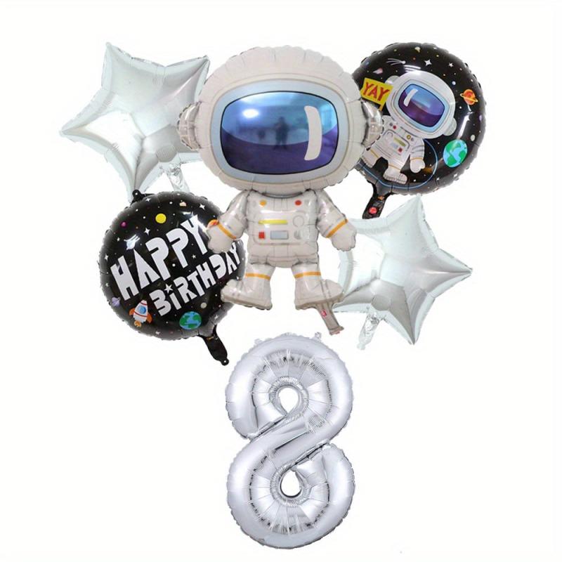 6pcs Outer Space Astronaut Rocket Theme Balloons Boy Birthday Party Decorations