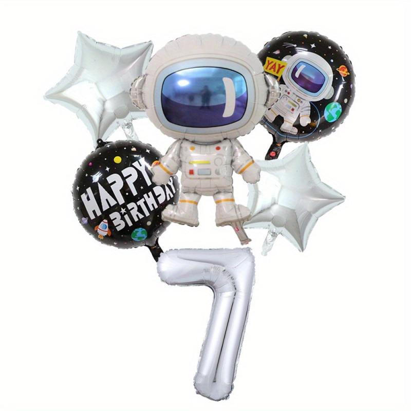 6pcs Outer Space Astronaut Rocket Theme Balloons Boy Birthday Party Decorations
