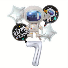 6pcs Outer Space Astronaut Rocket Theme Balloons Boy Birthday Party Decorations