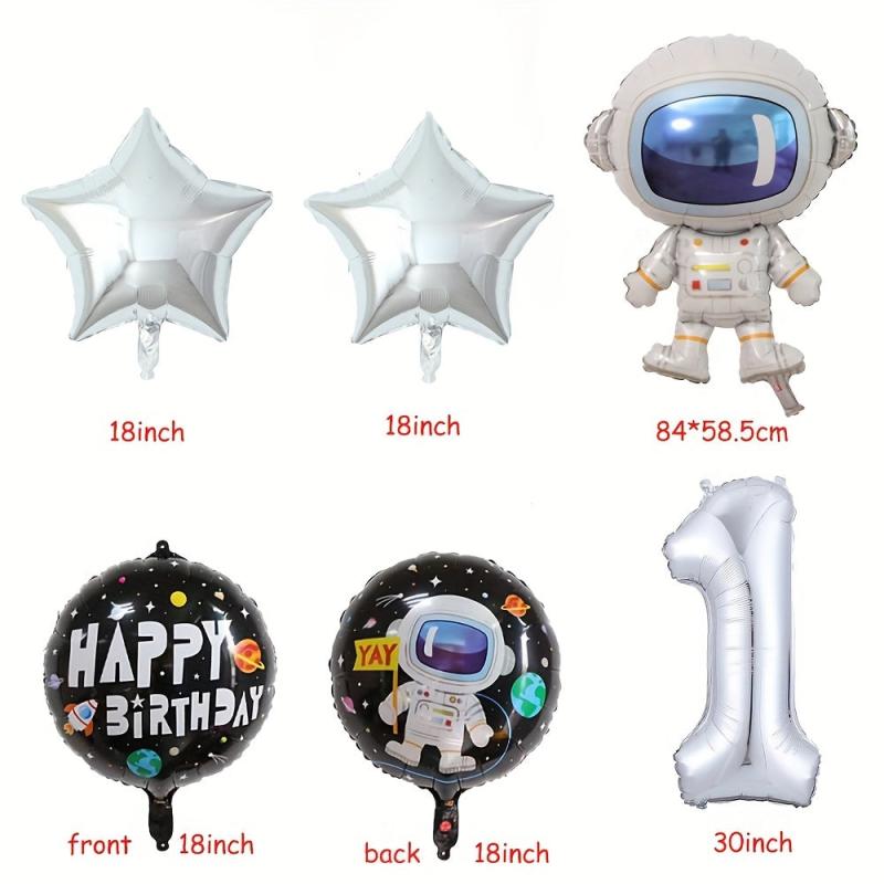 6pcs Outer Space Astronaut Rocket Theme Balloons Boy Birthday Party Decorations
