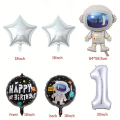 6pcs Outer Space Astronaut Rocket Theme Balloons Boy Birthday Party Decorations