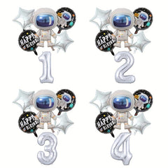 6pcs Outer Space Astronaut Rocket Theme Balloons Boy Birthday Party Decorations