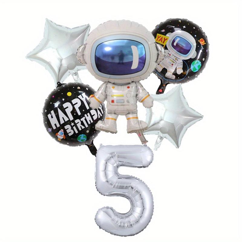 6pcs Outer Space Astronaut Rocket Theme Balloons Boy Birthday Party Decorations