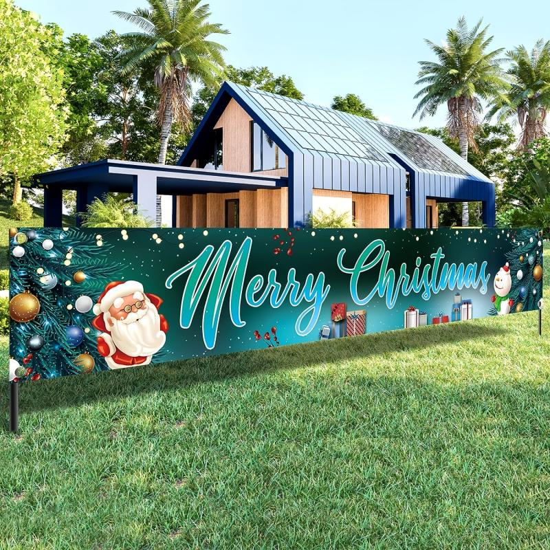 Merry Christmas Patio Banner Christmas Outdoor Decor 49.78x299.72cm