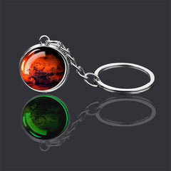 Luminous Solar System Planets Universe Keychain Double sided Glass Ball