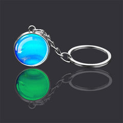 Luminous Solar System Planets Universe Keychain Double sided Glass Ball