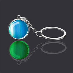Luminous Solar System Planets Universe Keychain Double sided Glass Ball