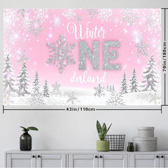 Pink Christmas Banner Winter Wonderland Background