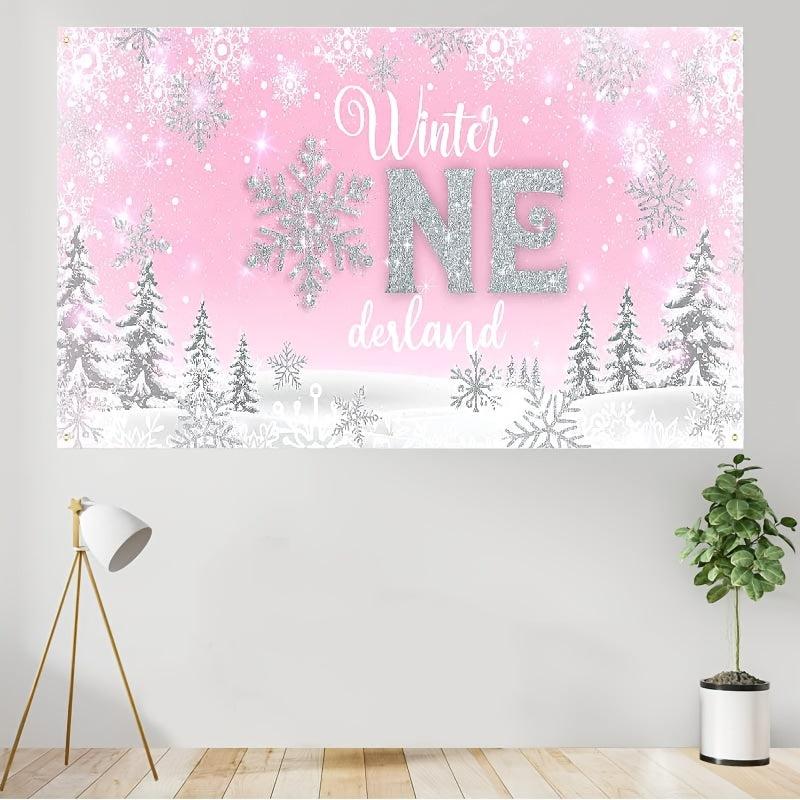 Pink Christmas Banner Winter Wonderland Background