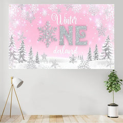 Pink Christmas Banner Winter Wonderland Background