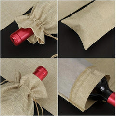 12pcs Linen Cloth Wine Bottle Bag Gift Packaging Bag with Hanging Tag
