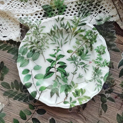 40 Sheets Green Plant Paper Stickers for Decoration Hand Account Notebook