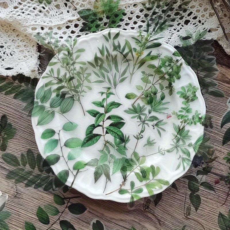 40 Sheets Green Plant Paper Stickers for Decoration Hand Account Notebook