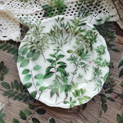 40 Sheets Green Plant Paper Stickers for Decoration Hand Account Notebook