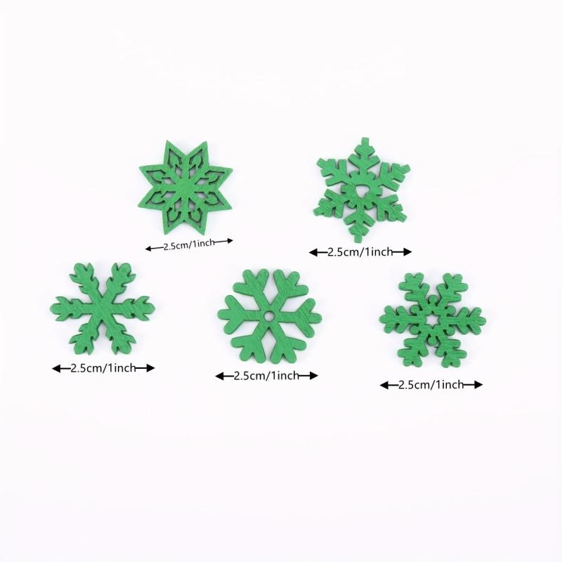 50pcs 25mm Wooden Snowflake Ornaments for Xmas Crafts