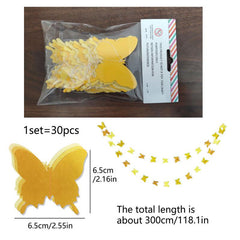 Butterfly Gradient Pull Flower Wall Hanging 3M Party Interior Decoration