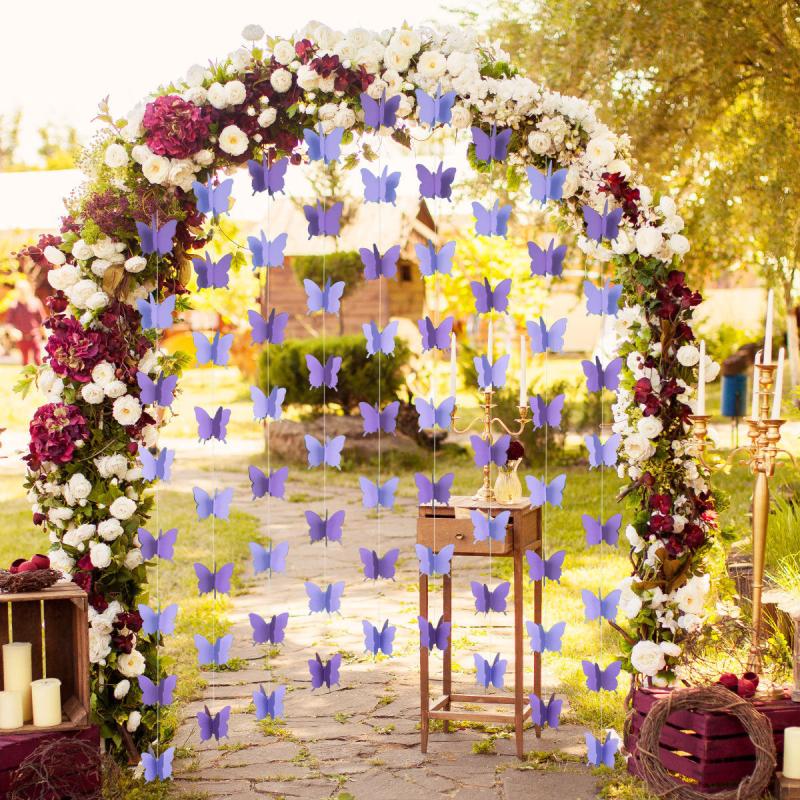 Butterfly Gradient Pull Flower Wall Hanging 3M Party Interior Decoration