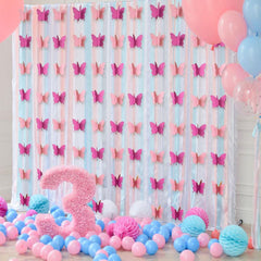 Butterfly Gradient Pull Flower Wall Hanging 3M Party Interior Decoration