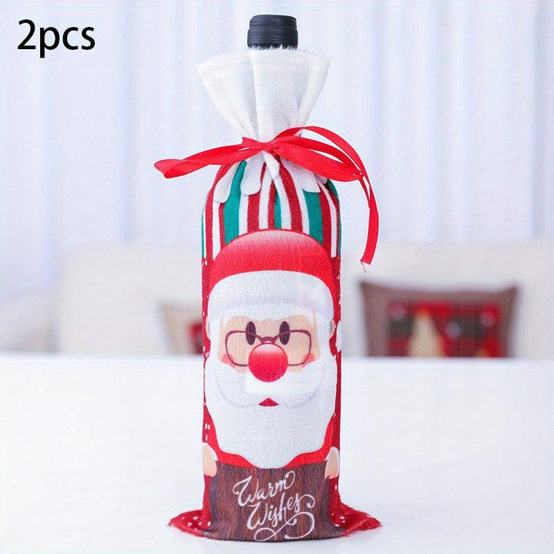 2pcs Christmas Wine Bottle Bags Wine Bottle Sweater Dress