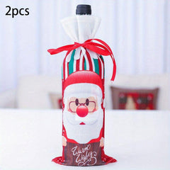 2pcs Christmas Wine Bottle Bags Wine Bottle Sweater Dress