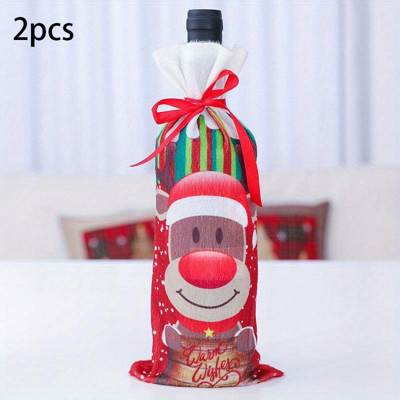 2pcs Christmas Wine Bottle Bags Wine Bottle Sweater Dress