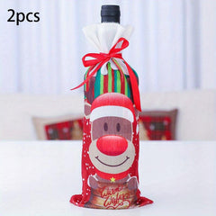 2pcs Christmas Wine Bottle Bags Wine Bottle Sweater Dress