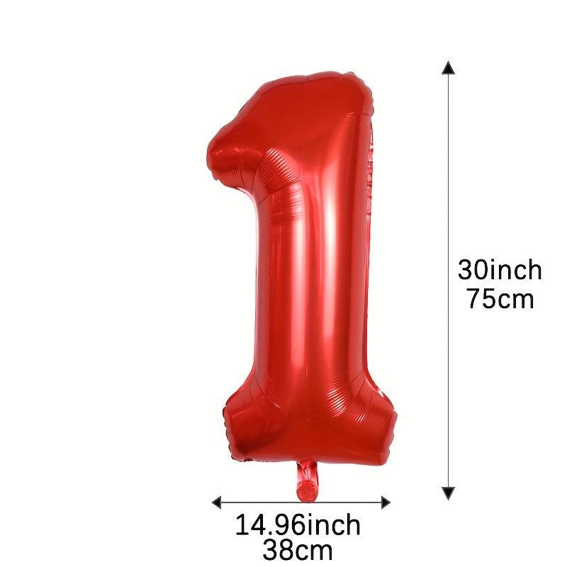 1pc 76 2 Cm Number Red Aluminum Film Balloon Party Decoration