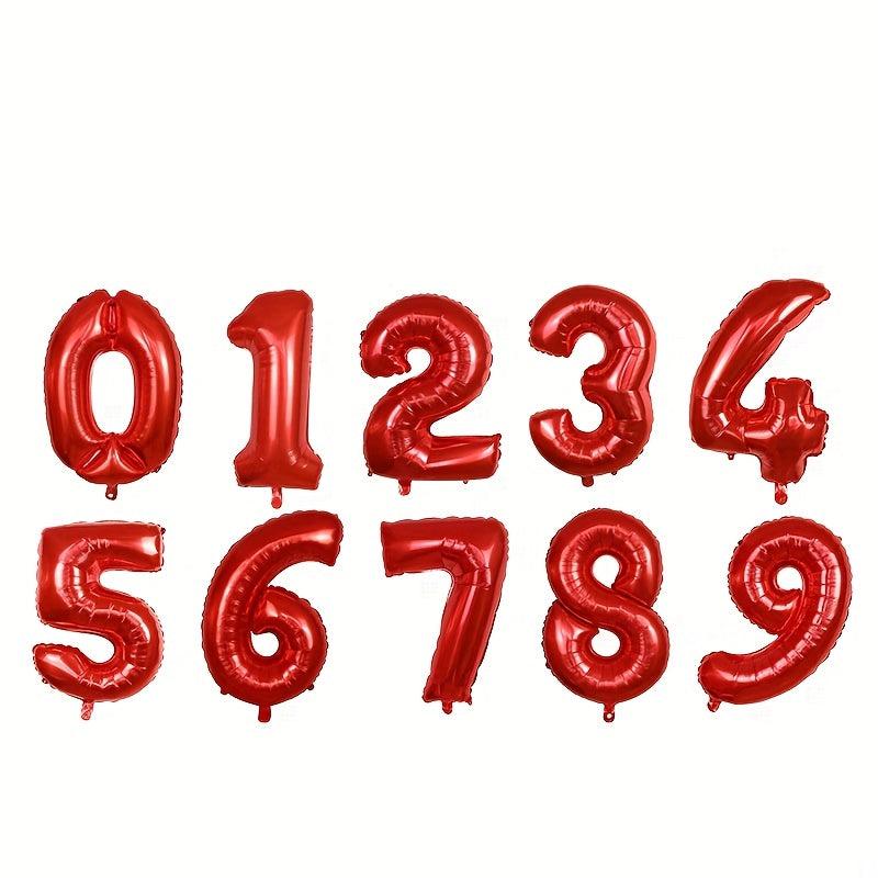 1pc 76 2 Cm Number Red Aluminum Film Balloon Party Decoration