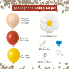 144pcs Daisy Balloons Garland Arch Kit, Flower Baby Shower Party Decor