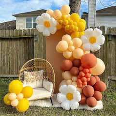 144pcs Daisy Balloons Garland Arch Kit, Flower Baby Shower Party Decor