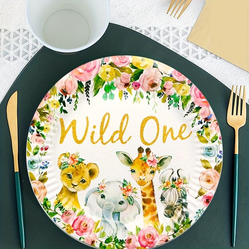 Wild One Birthday Party Supplies 8 Plates 20 Napkin Jungle Safari Animals