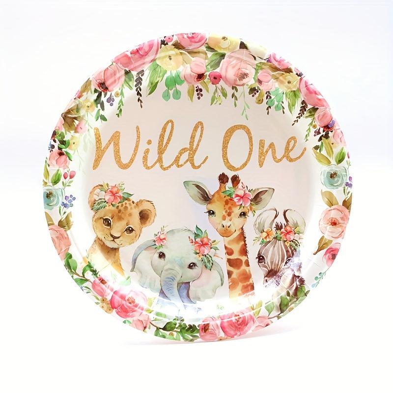 Wild One Birthday Party Supplies 8 Plates 20 Napkin Jungle Safari Animals