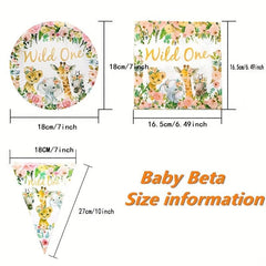 Wild One Birthday Party Supplies 8 Plates 20 Napkin Jungle Safari Animals