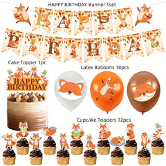 46pcs Fox Theme Birthday Party Jungle Animal Arrangement Set