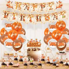 46pcs Fox Theme Birthday Party Jungle Animal Arrangement Set