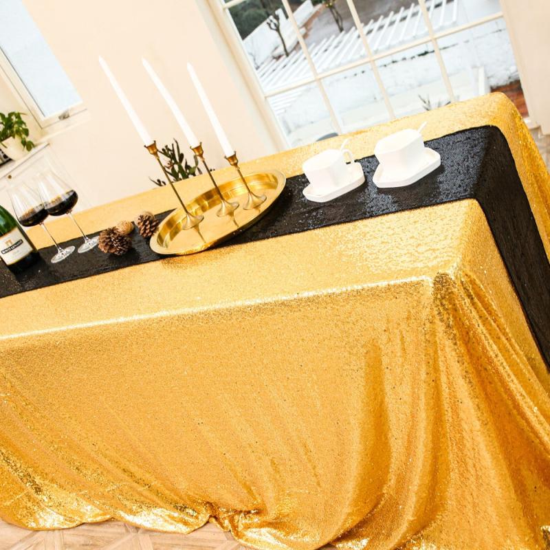 Golden Sequin Tablecloth for Parties and Celebrations