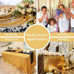 Golden Sequin Tablecloth for Parties and Celebrations