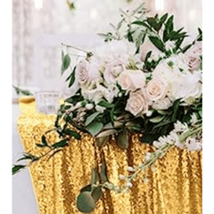 Golden Sequin Tablecloth for Parties and Celebrations