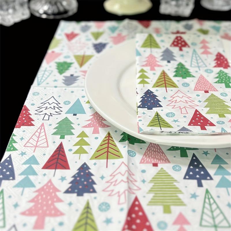 16pcs Colorful Christmas Party Paper Napkins 39.88x33.02cm