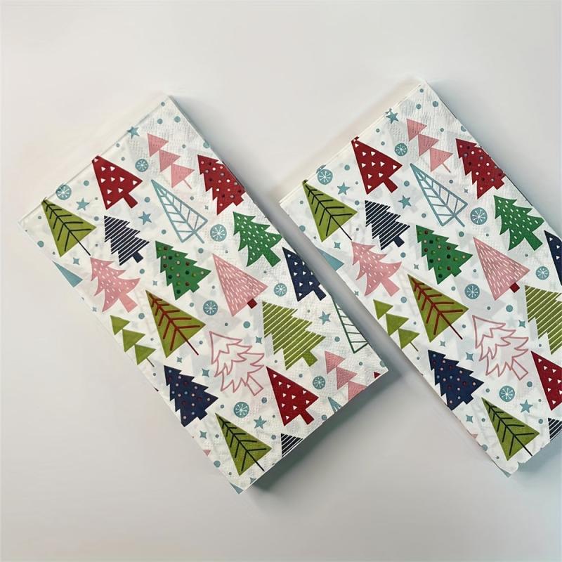 16pcs Colorful Christmas Party Paper Napkins 39.88x33.02cm