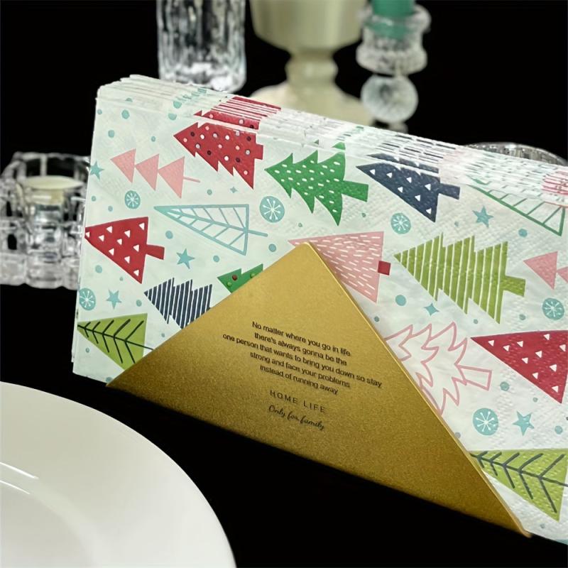 16pcs Colorful Christmas Party Paper Napkins 39.88x33.02cm