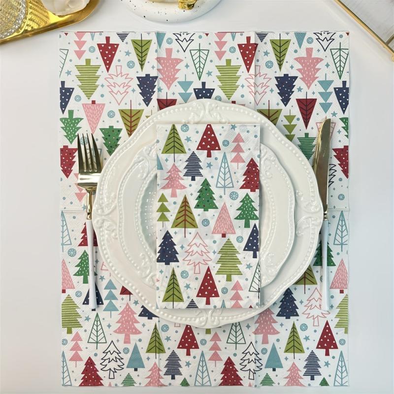 16pcs Colorful Christmas Party Paper Napkins 39.88x33.02cm