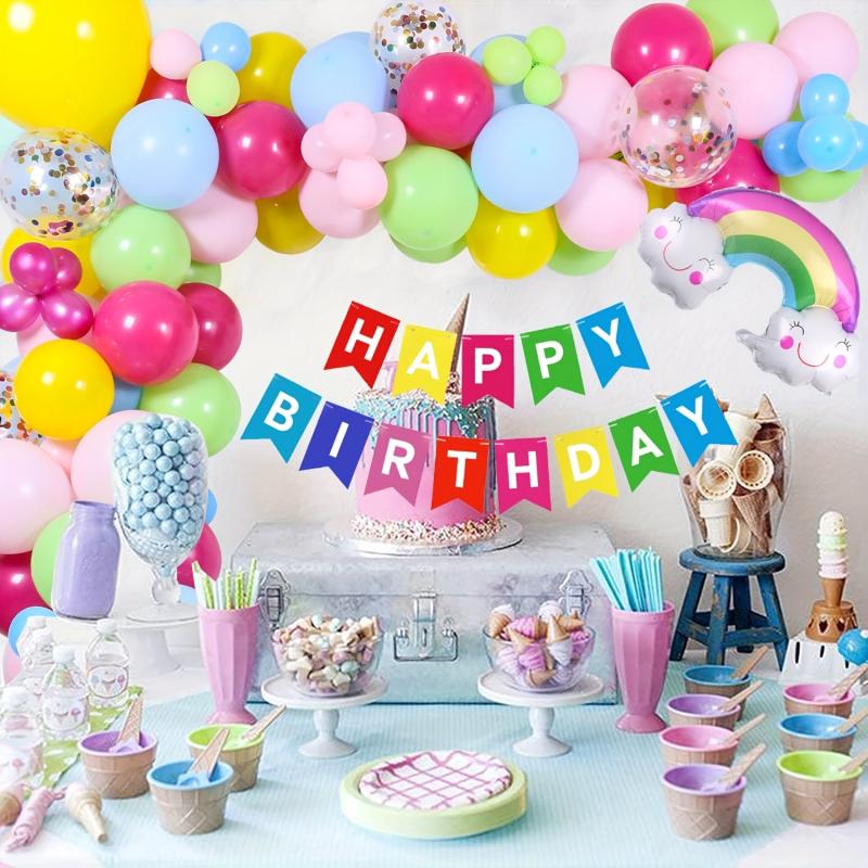 93pc Smile Rainbow Balloon Birthday Party Decoration Set