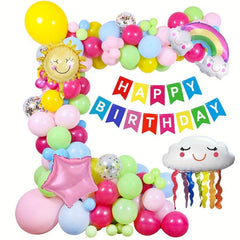 93pc Smile Rainbow Balloon Birthday Party Decoration Set