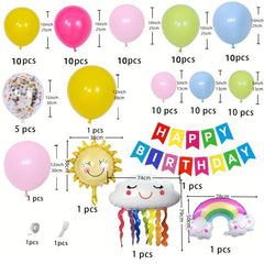 93pc Smile Rainbow Balloon Birthday Party Decoration Set