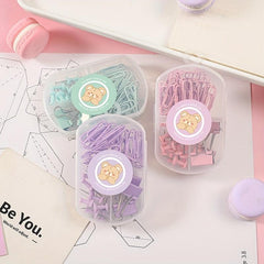 Macaron Paper Clips Set Long Tail Clips Thumbtacks & Key Card