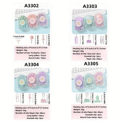 Macaron Paper Clips Set Long Tail Clips Thumbtacks & Key Card