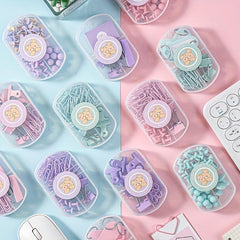 Macaron Paper Clips Set Long Tail Clips Thumbtacks & Key Card